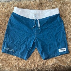 Birdwell Men's Teal and White Board Shorts